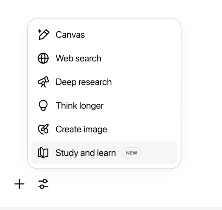 ChatGPT Interface Screenshot - Study Mode